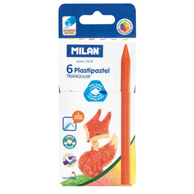 Milan Plastipastel Triangular Pack 6 Assorted Colours