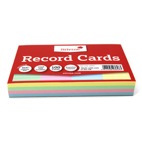 Silvine Record Cards 6x4 Ruled Assorted Colours