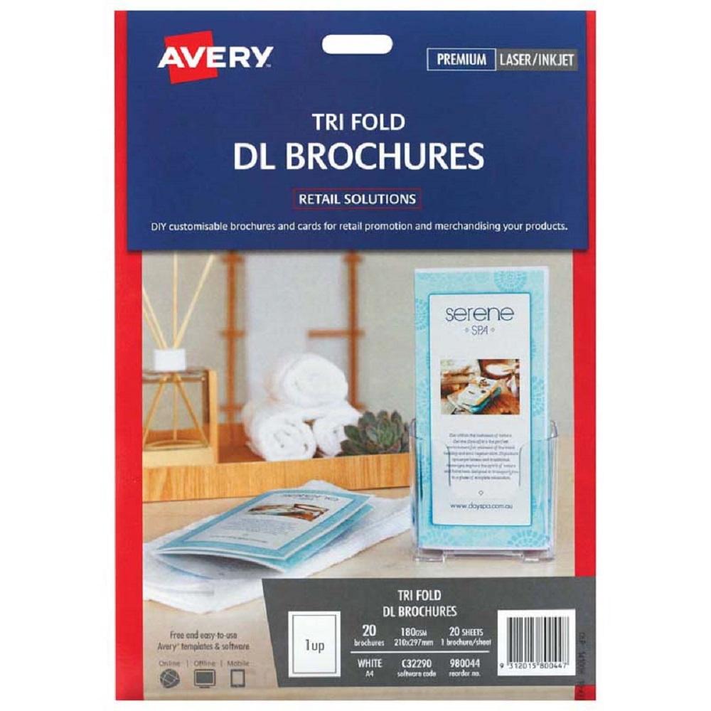 Avery Tri Fold DL Brochures C32290 20 Sheets Brands