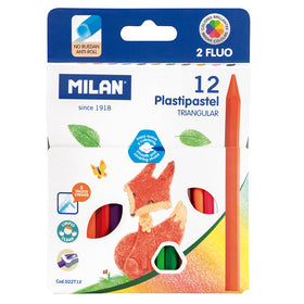 Milan Plastipastel Triangular Pack 12 Assorted Colours