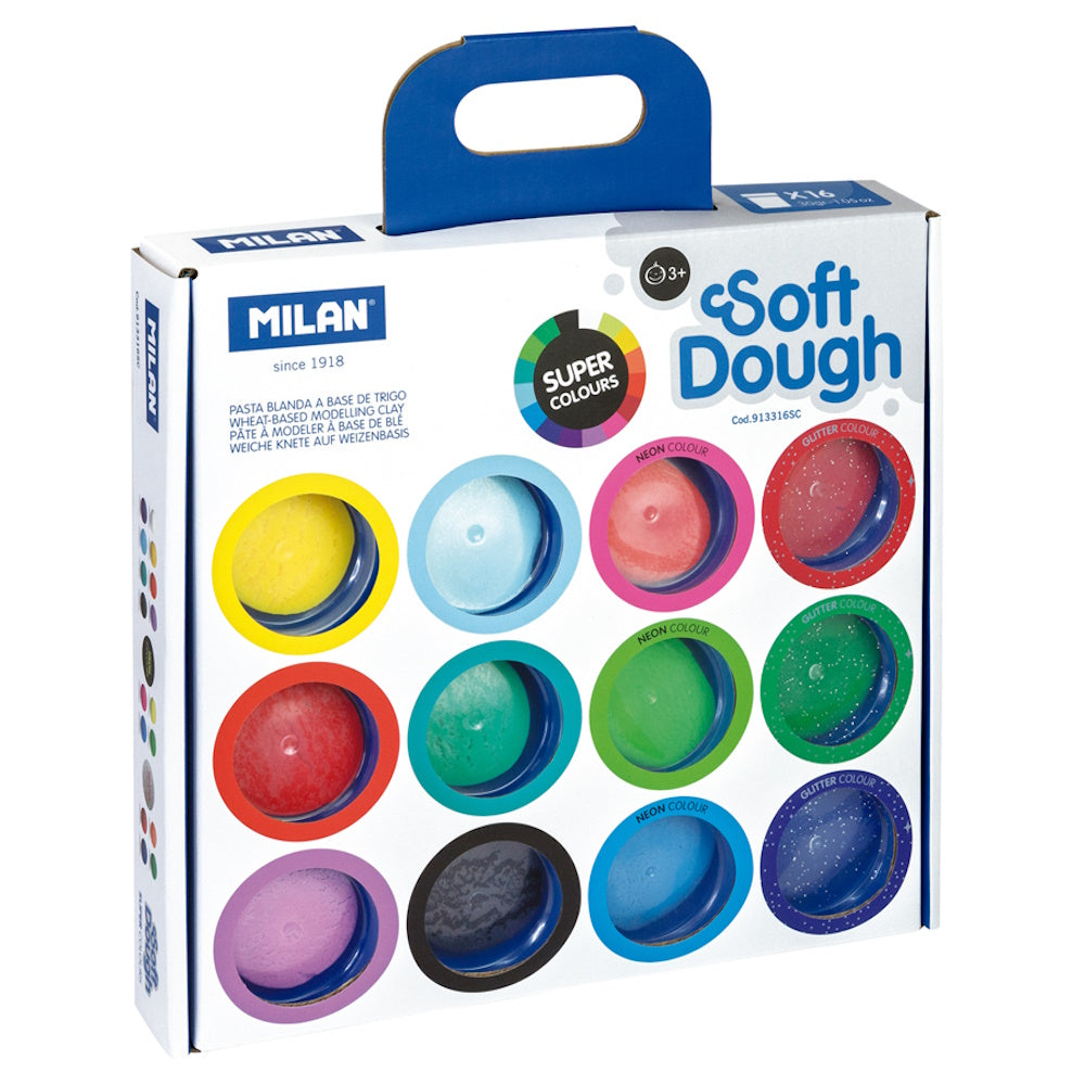 Milan 16pk Soft Dough Super Colours - Assorted