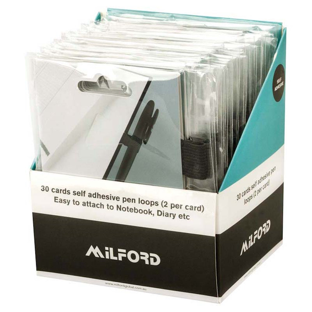 Milford Adhesive Pen Loops Display Of 30 Hangsell Cards
