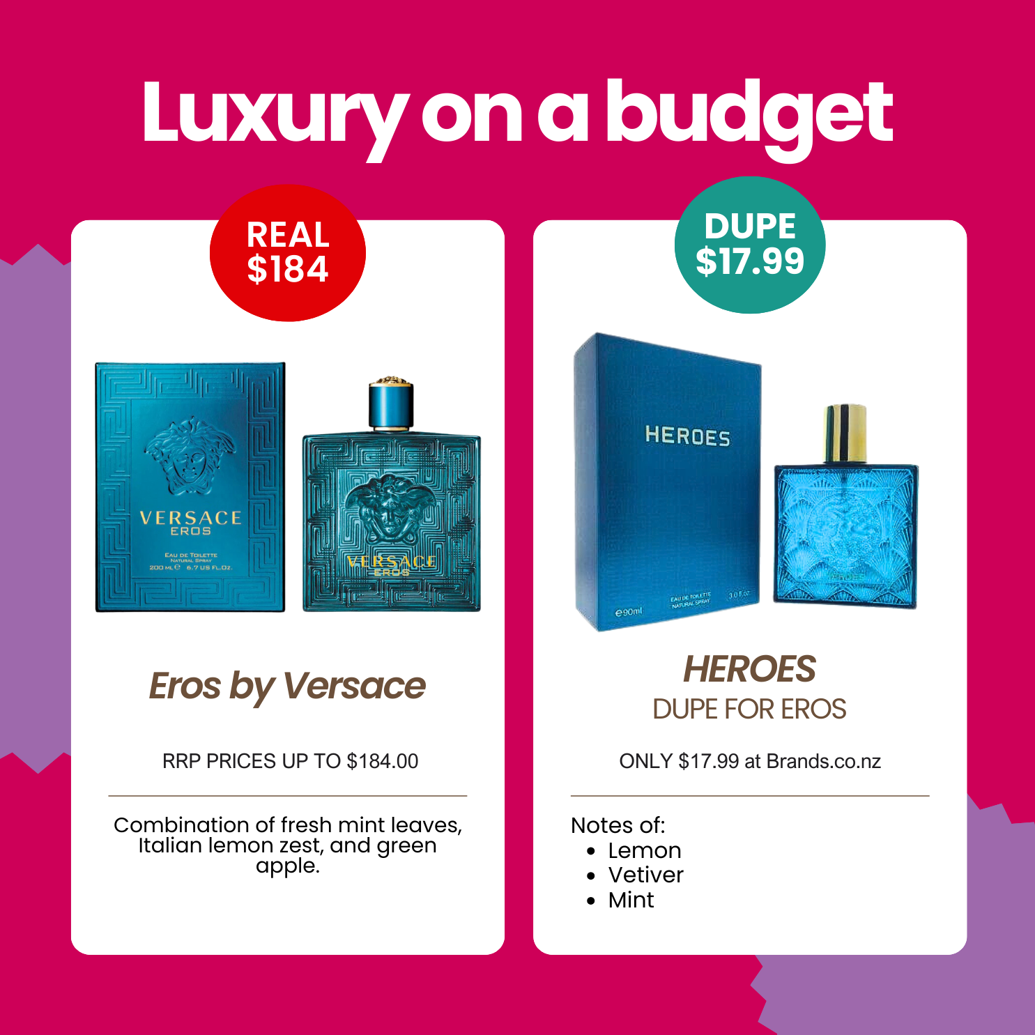 Dupe for Eros by Versace - HEROES 90mL EDT Spray