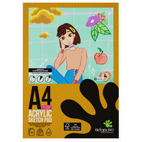 Artgecko Pro Acrylic Sketchpad A4 20 Sheets 240gsm White Paper