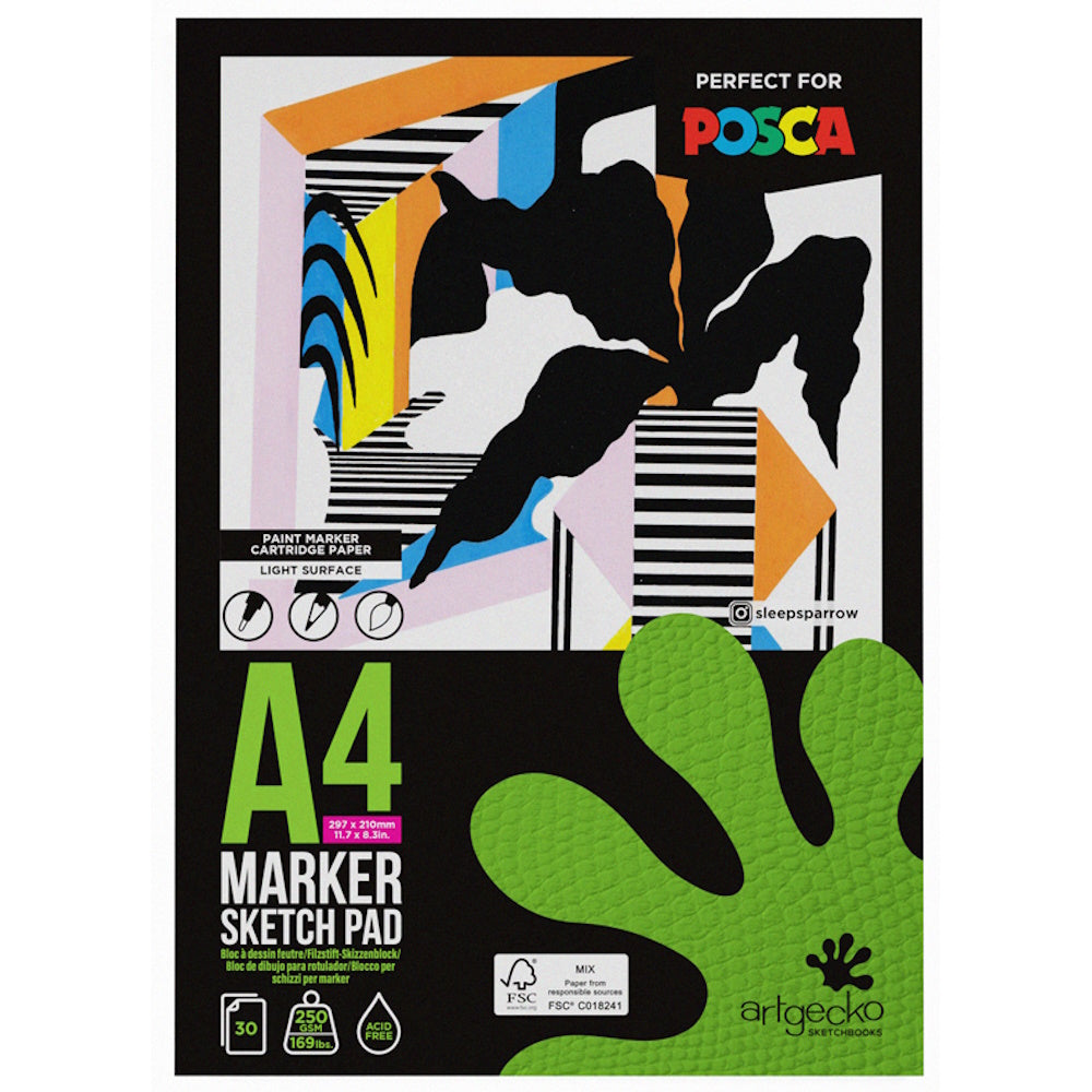 Artgecko Pro Marker Sketchpad A4 30 Sheets 250gsm White Paper
