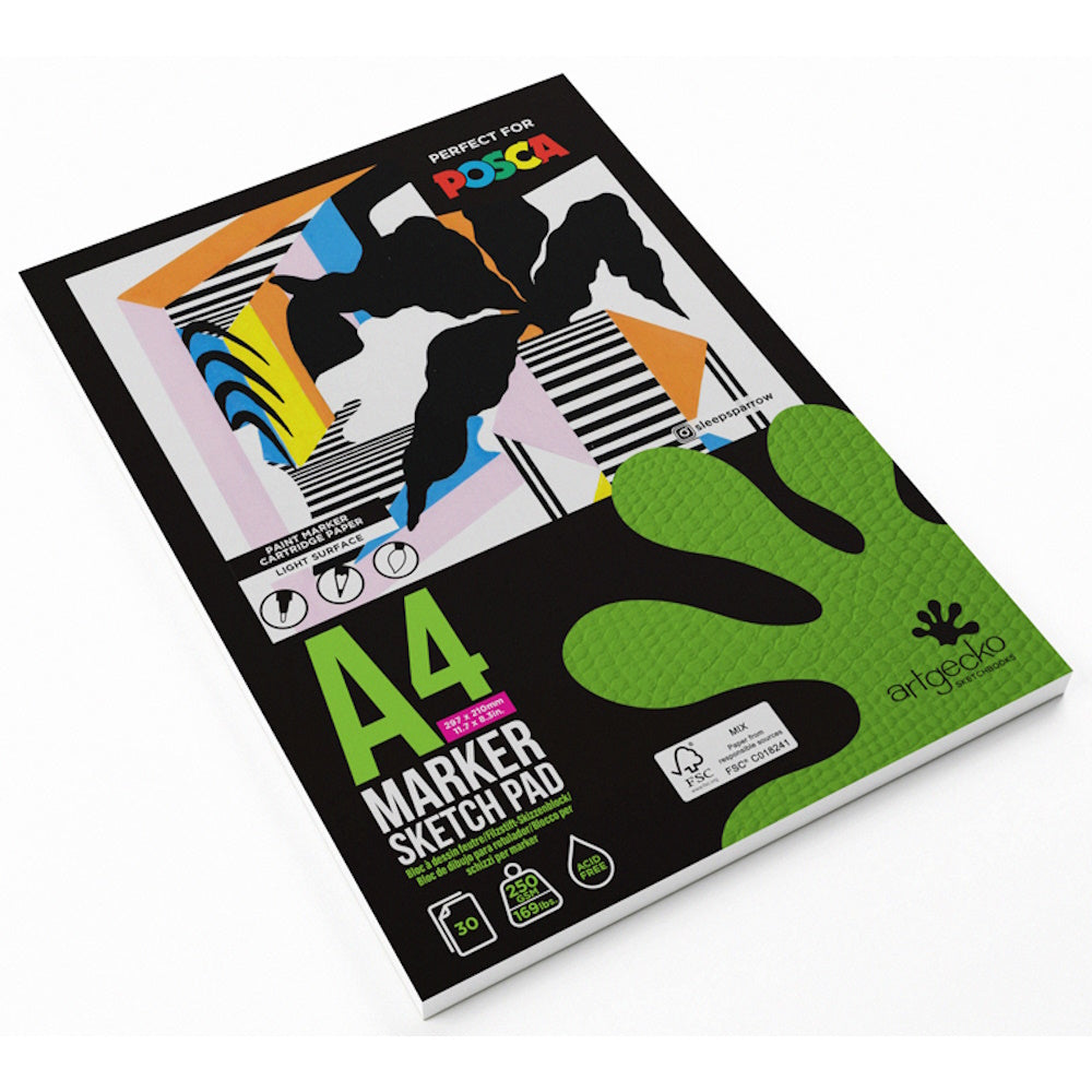Artgecko Pro Marker Sketchpad A4 30 Sheets 250gsm White Paper
