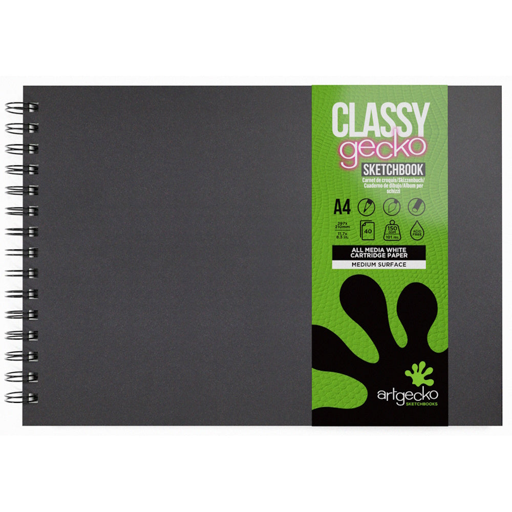 Artgecko Classy Sketchbook A4 Landscape 80 Pages 40 Sheets 150gsm White Paper