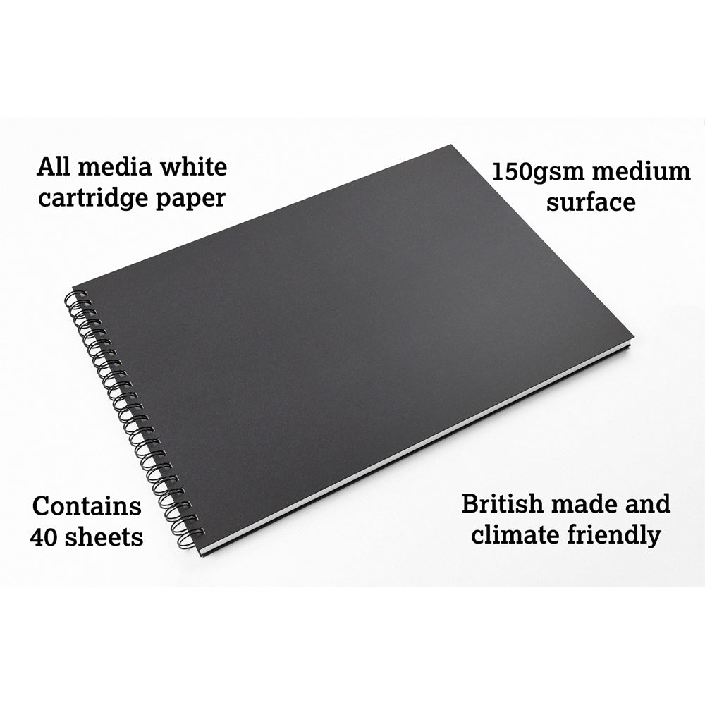 Artgecko Classy Sketchbook A3 Landscape 80 Pages 40 Sheets 150gsm White Paper