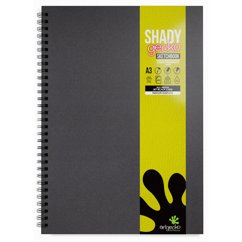 Artgecko Shady Sketchbook A3 80 Pages 40 Sheets 200gsm Black Toned Card