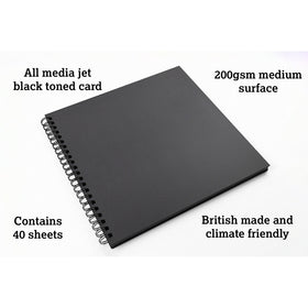Artgecko Shady Sketchbook 300mm Square 80 Pages 40 Sheets 200gsm Black Toned Card