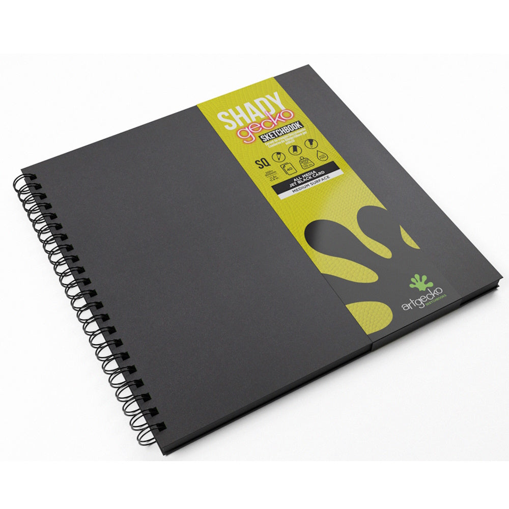 Artgecko Shady Sketchbook 300mm Square 80 Pages 40 Sheets 200gsm Black Toned Card