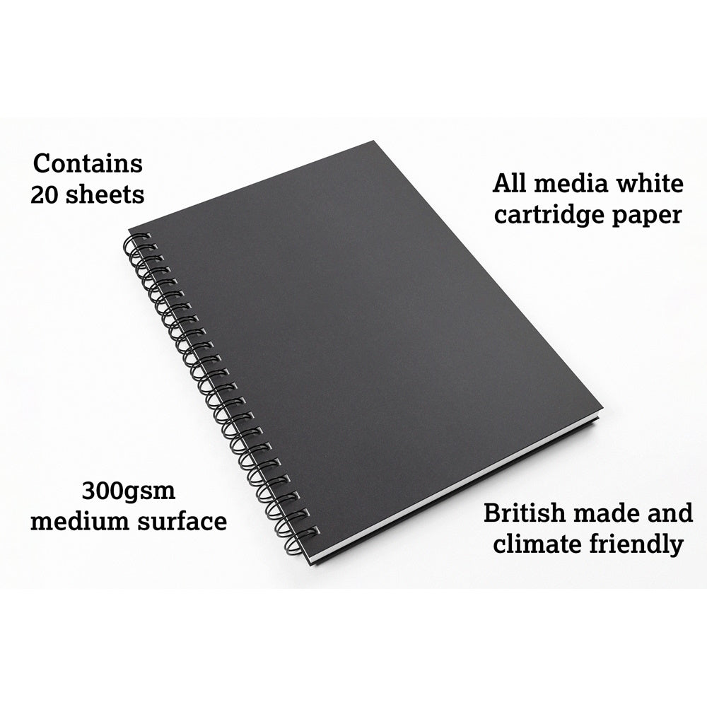 Artgecko Splashy Sketchbook A4 40 Pages 20 Sheets 300gsm White Paper