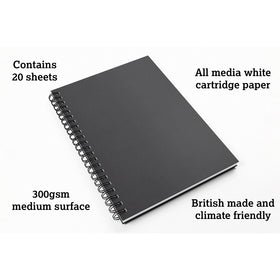 Artgecko Splashy Sketchbook A4 40 Pages 20 Sheets 300gsm White Paper