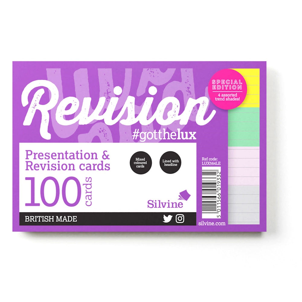 Luxpad Revision Presentation and Revision Cards 6x4 Ruled Fashion Colours