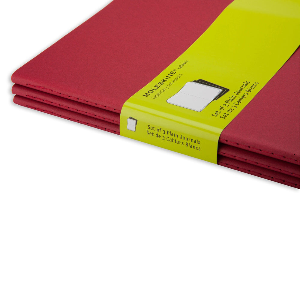Moleskine Cahier Journals XL Cranberry Red Plain Pack 3