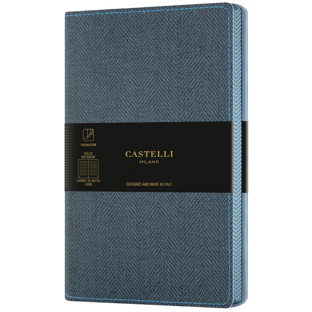 Castelli Notebook Harris Pocket Ruled Slate Blue