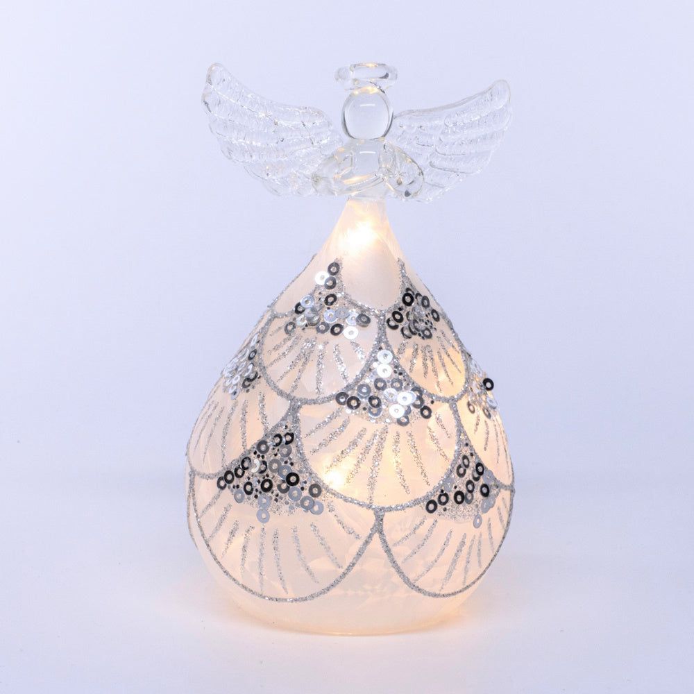 Stellar Haus 12cm Twinkle Angel with Sequins Frosted