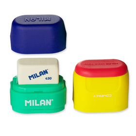 Milan Mix Range Compact Eraser & Sharpener - Assorted Colours