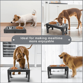 5 Height Adjustable Elevated Dog Feeder Table with 2 Dog Bowl