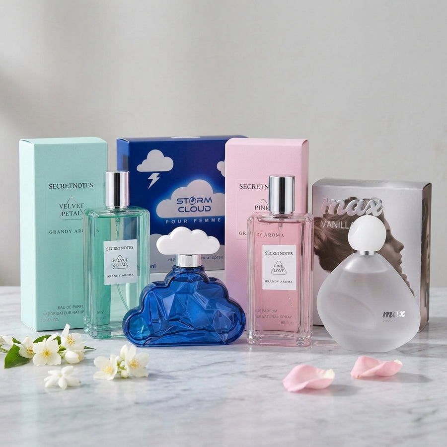 4-Piece Women's Perfume Value Bundle: Storm Cloud, Velvet Petal, Pink Love & Max Vanilla