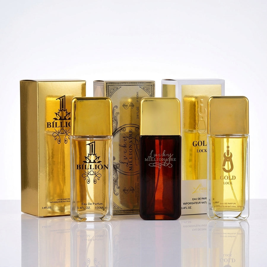 3-Pack Cologne Bundle: 1 Billion, Gold Lock, Lucky Millionaire 100ml Paco Rabanne Alternatives