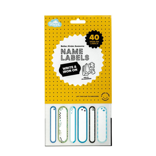 Spencil Write And Iron On Name Labels 40Pk Cool Blues