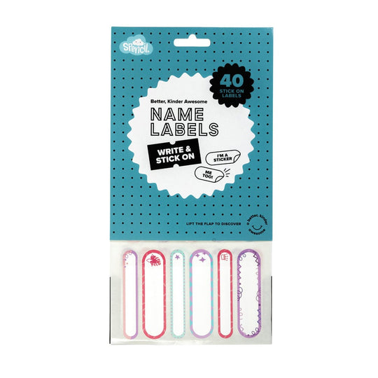 Spencil Write And Stick On Name Labels 40Pk Pretty Pastels