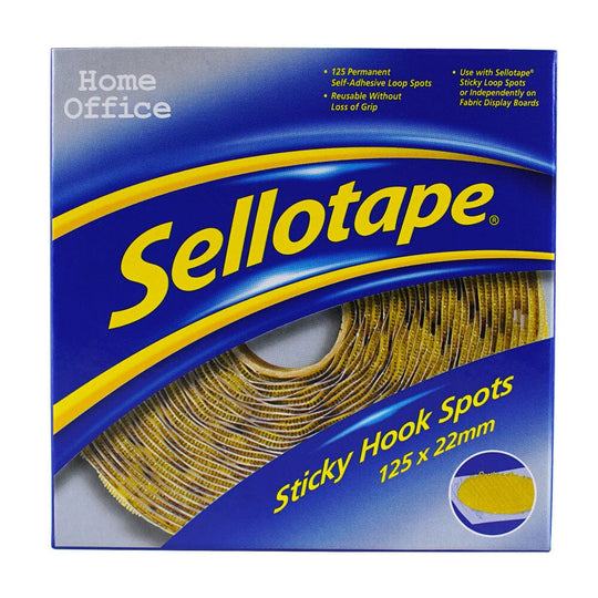 Sellotape Sticky Hook Spots Permanent 22mm 125 Pack
