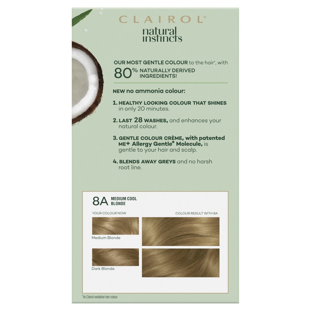 Clairol Natural Instincts SEMI-PERMANENT Hair Colour - 8A Medium Cool Blonde