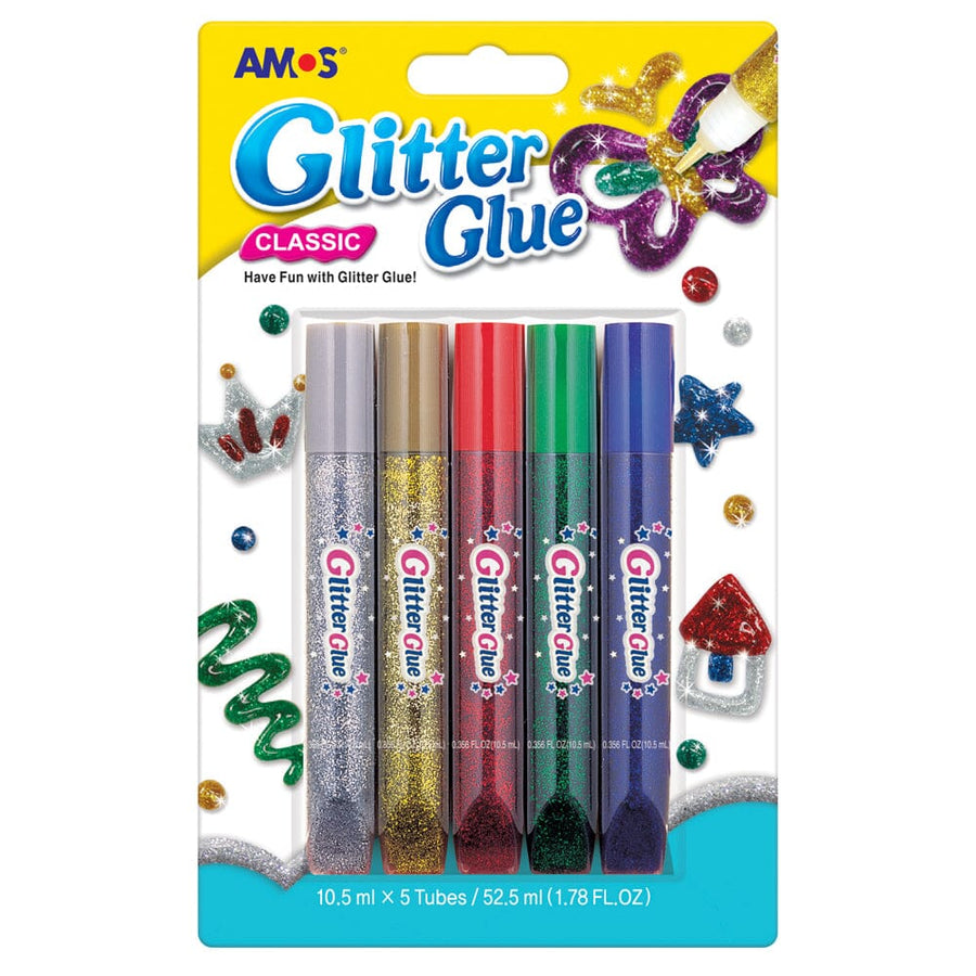 Amos Glitter Glue Classic Colours Pack 5