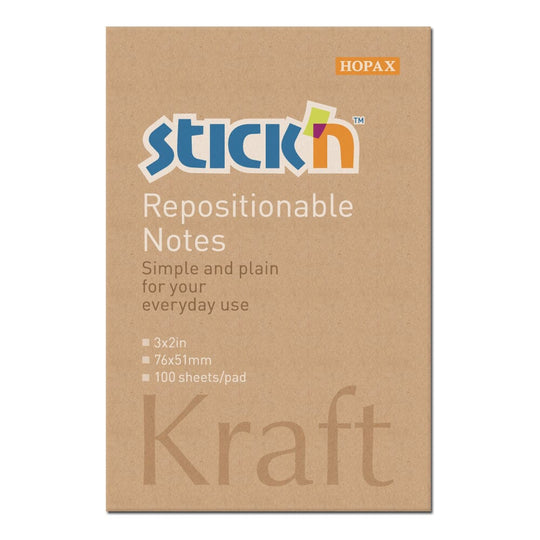 Stick'n Note 76x50mm 100 Sheet Kraft