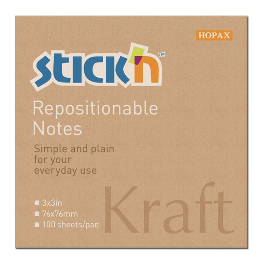 Stick'n Note 76x76mm 100 Sheet Kraft
