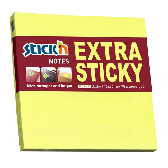 Stick'n Note Extra Sticky 76x76mm 90 Sheet Neon Lemon