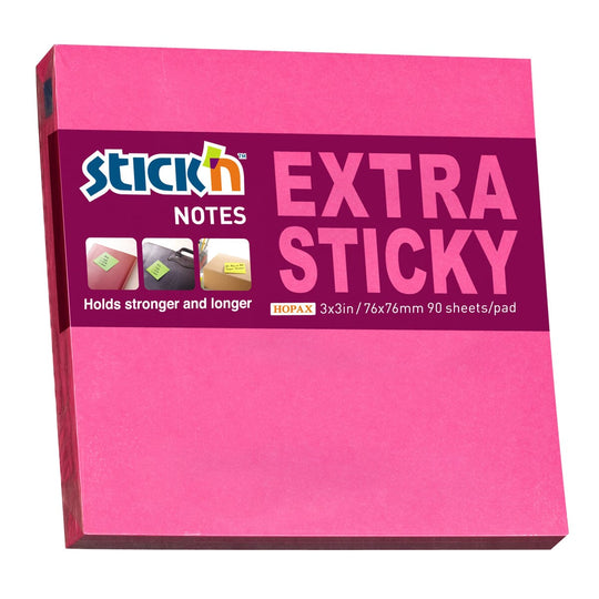 Stick'n Note Extra Sticky 76x76mm 90 Sheet Neon Magenta