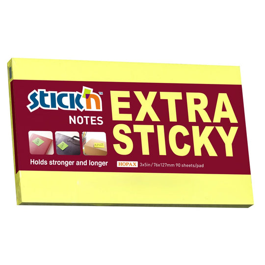 Stick'n Note Extra Sticky 76x127mm 90 Sheet Neon Lemon