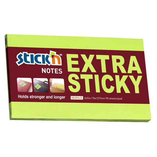 Stick'n Note Extra Sticky 76x127mm 90 Sheet Neon Green
