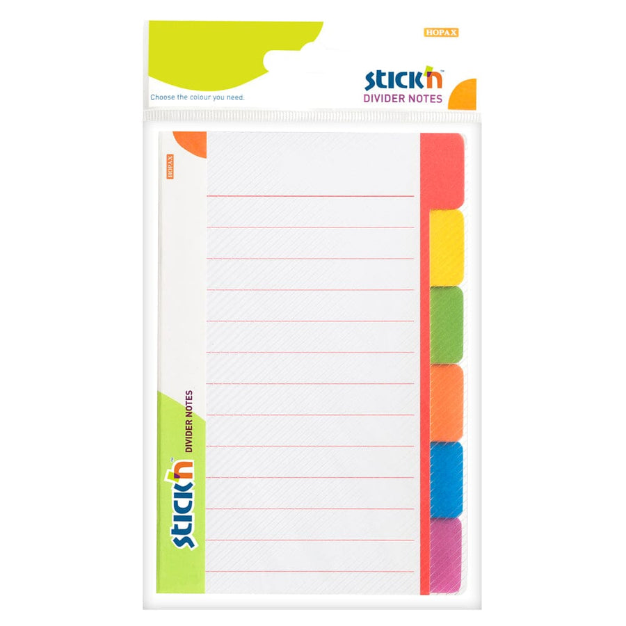 Stick'n Magic Divider Notes Neon 6 Colours 60 Sheets Lined 148x98mm