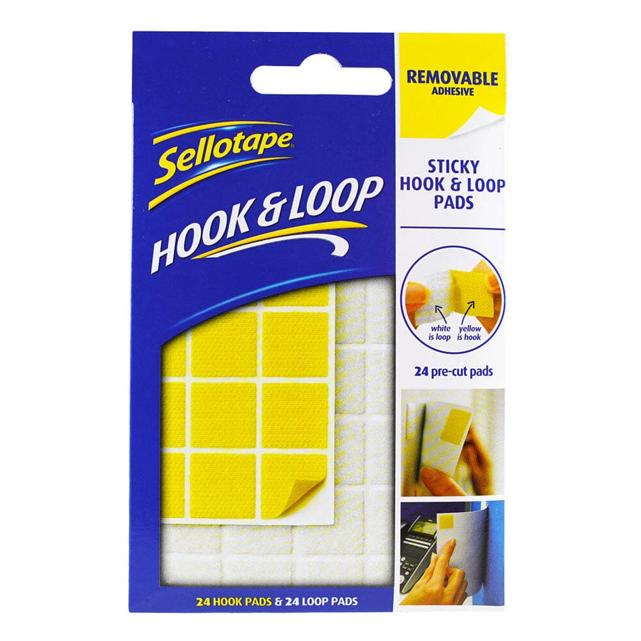 Sellotape Sticky Hook & Loop Pads Removable 20mm 24 Pack