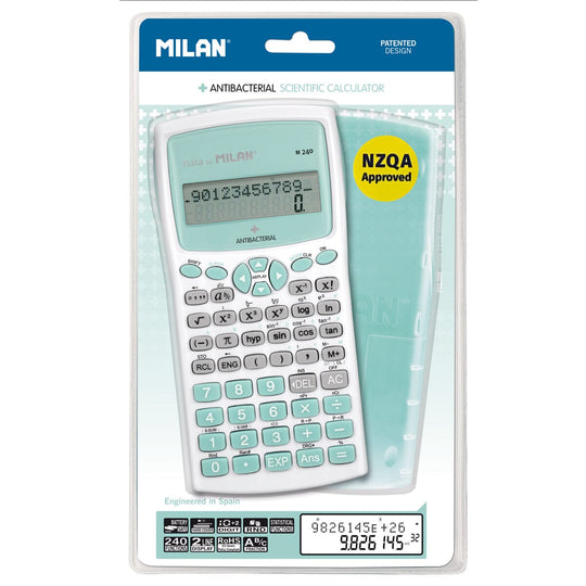 Milan M240 Antibacterial Scientific Calculator Turquoise