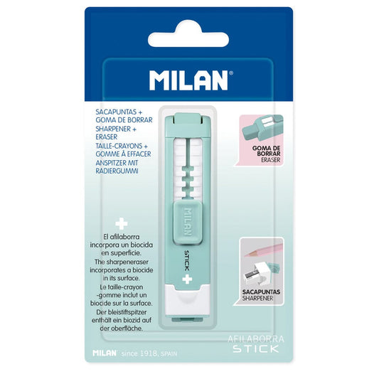 Milan Anti-Bacterial Stick Sharpener Eraser Turquoise