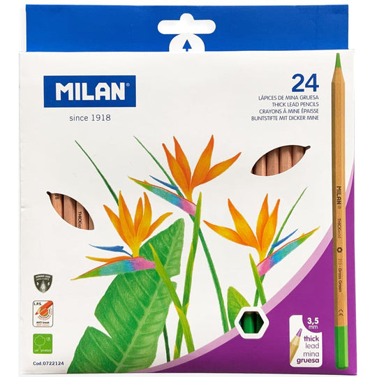 Milan Coloured Pencils Thick Lead Assorted Pack 24