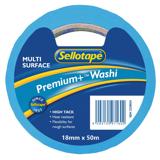 Sellotape Washi Premium+ Multi Surface 18mm x 50m