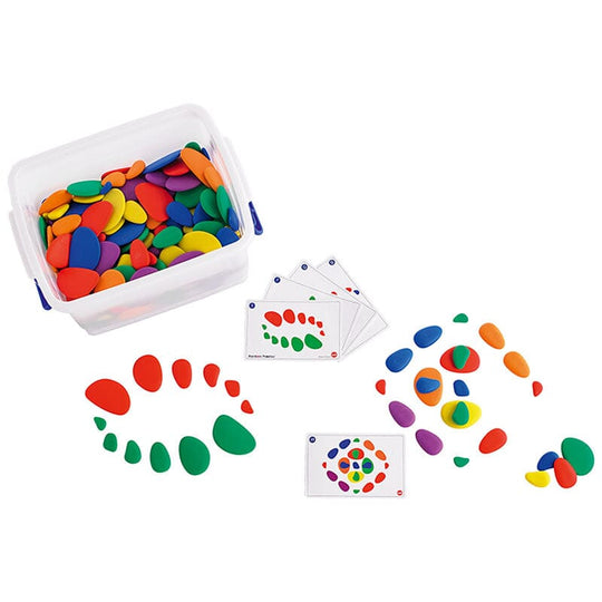 EDX Rainbow Pebbles Classroom Set 252 Pcs 47 Activity Cards In Plastic Container