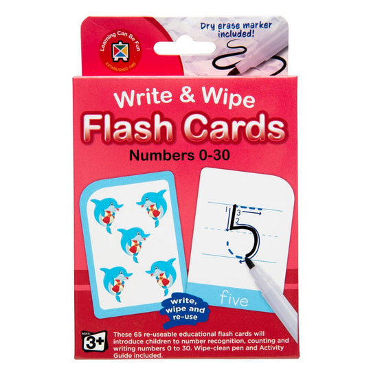 LCBF Write & Wipe Flashcards Numbers 0-30 w/Marker