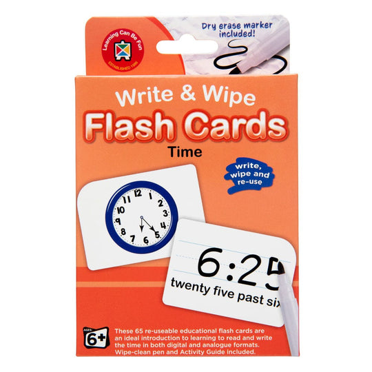 LCBF Write & Wipe Flashcards Time w/Marker