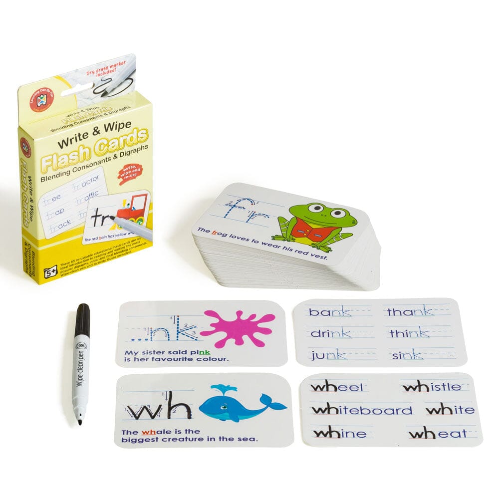 LCBF Write & Wipe Flashcards Blending Consonants w/Marker