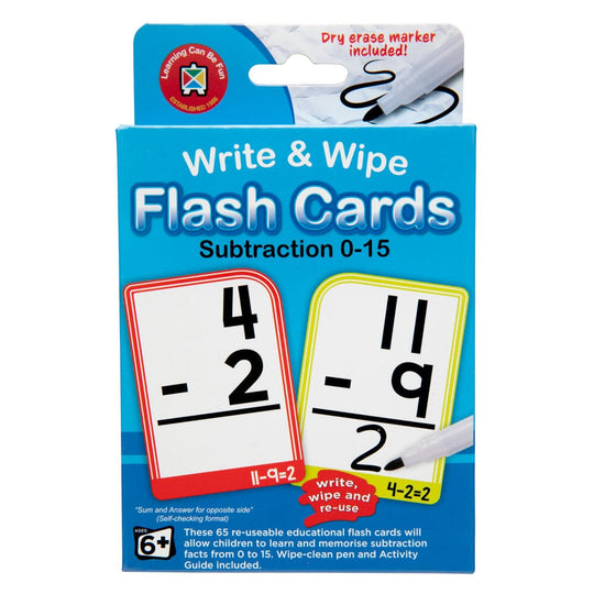 LCBF Write & Wipe Flashcards Subtraction w/Marker