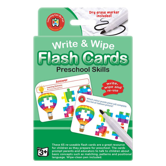 LCBF Write & Wipe Flashcards Preschool Skills w/Marker