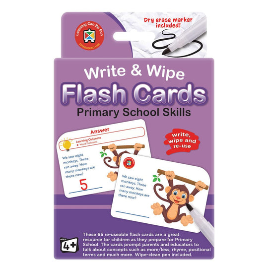 LCBF Write & Wipe Flashcards Primary School Skills w/Marker