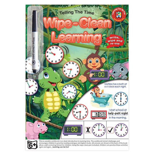 LCBF Wipe Clean Learning Book Telling the Time w/Marker
